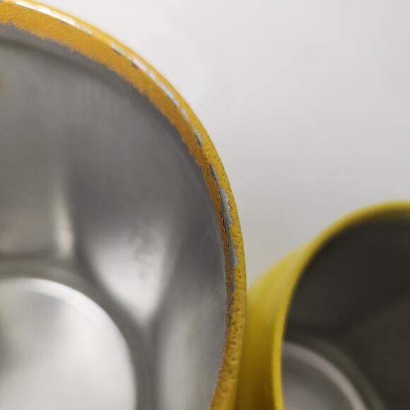 Kromex 70s Canisters Yellow Metal Fruit Flower MCM Retro Orange - Picture 6 of 12